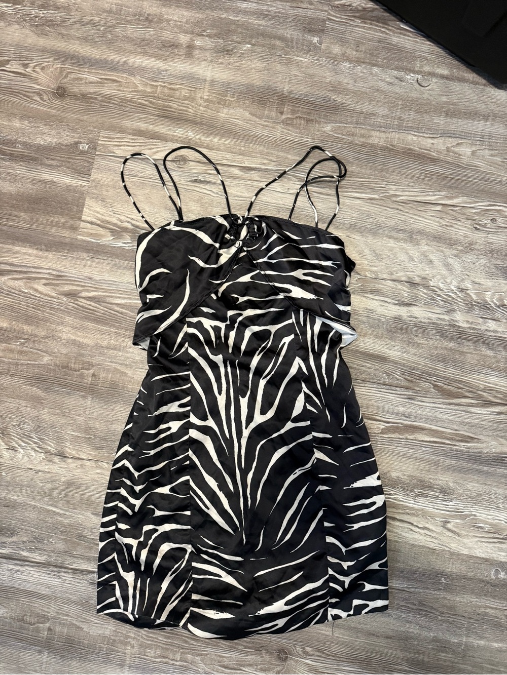Zara Black & White Zebra Print Spaghetti Strap Dress